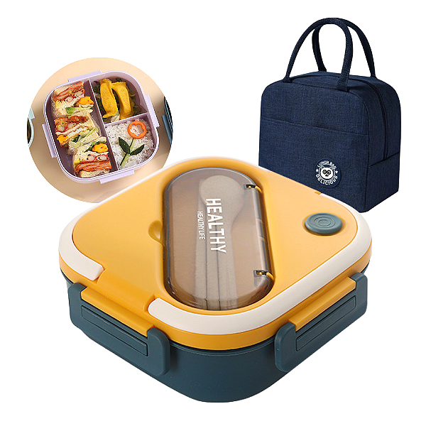 Kit Marmita Fitness Hermética de 1L Com Bolsa Térmica