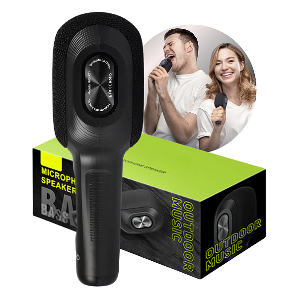 Microfone Com Caixa De Som Karaokê Sem Fio Bluetooth Portátil