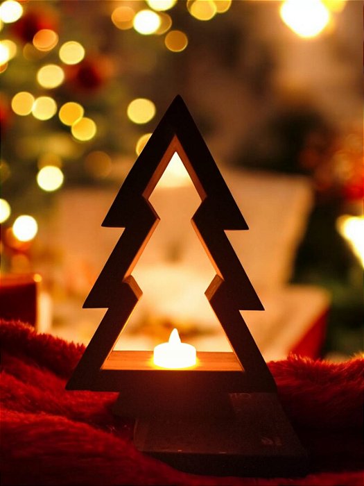 Enfeite Arvore Natal Pinus com mini vela LED