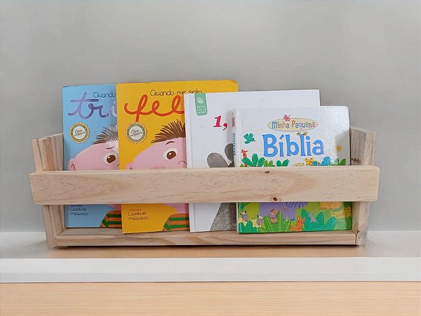 PRATELEIRA DE PINUS PARA LIVROS INFANTIS 49X17X11CM
