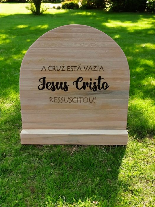 ENFEITE PARA PASCOA RESSUREIÇAO _JESUS CRISTO RESSUCITOU_21X20X4,5CM