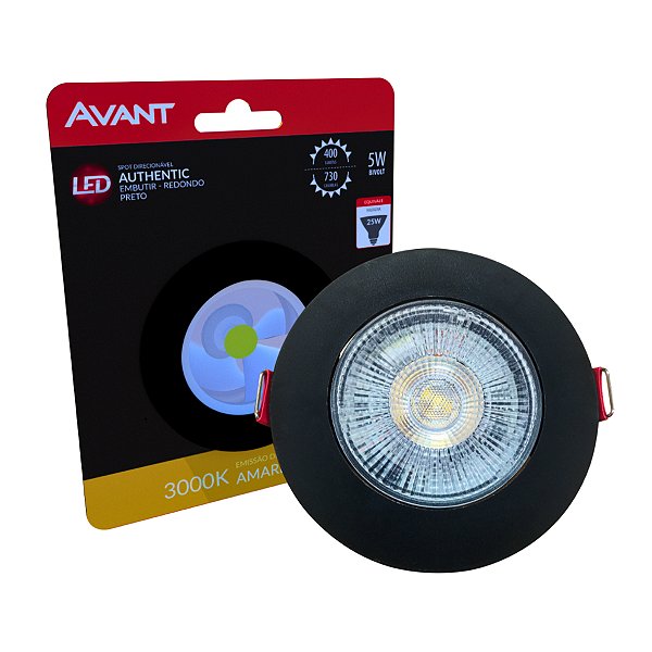 SPOT LED REDONDO PRETO 5W 3000K REF 865251375-AVANT