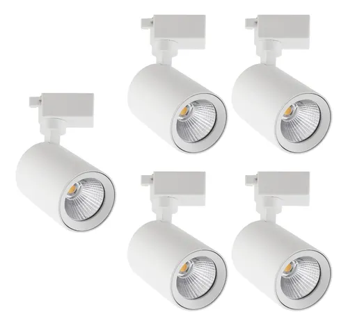 Kit 5 Spot LED Trilho Branco 10W 6500K