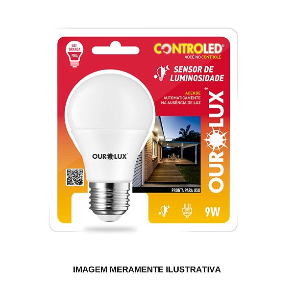 LAMPADA CONTROLED SENSOR DE LUMINOSIDADE 9W 6500K REF 20483