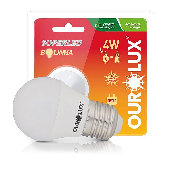 LAMPADA LED BOLINHA G45 BIV 4W 2700K-OUROLUX