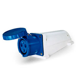 TOMADA INDUSTRIAL SOBREPOR 2P+T 125A AZUL 220V 6H REF 40078