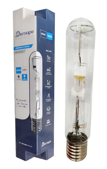 LAMPADA VAPOR METALICO TUBULAR 250W E40-DEMAPE