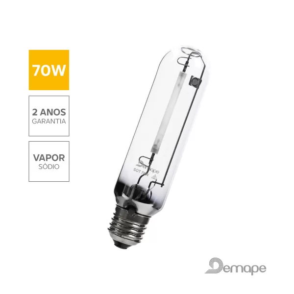 LAMPADA VAPOR SODIO TUBULAR 70W-DEMAPE