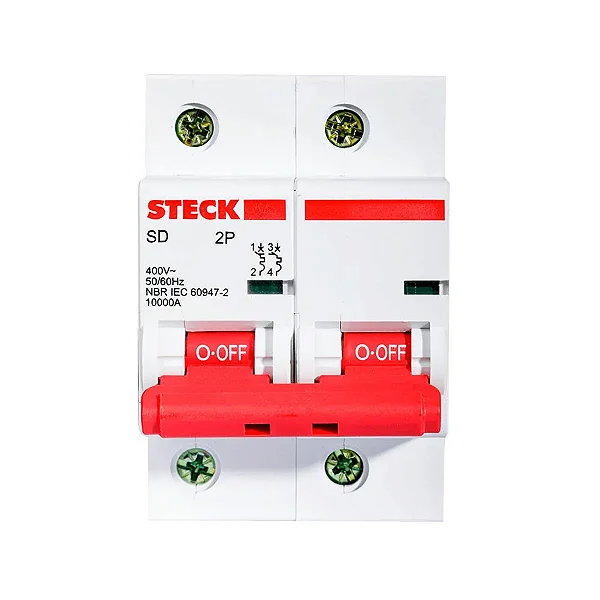 DISJUNTOR BIPOLAR 100A CURVA C 10KA REF SDD2C100-STECK