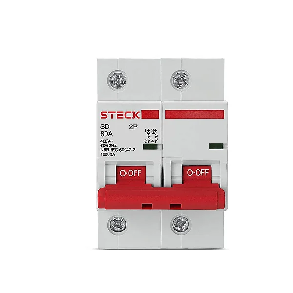 DISJUNTOR BIPOLAR 80A CURVA C 10KA REF SDD2C80-STECK
