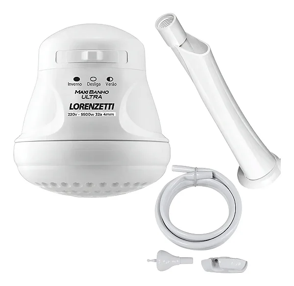 CHUVEIRO MAXI BANHO BRANCO C/CANO 5500W 220V REF7530299-LORENZETI