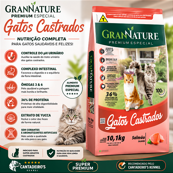 Grannature Premium Especial Gatos Castrados – Salmão