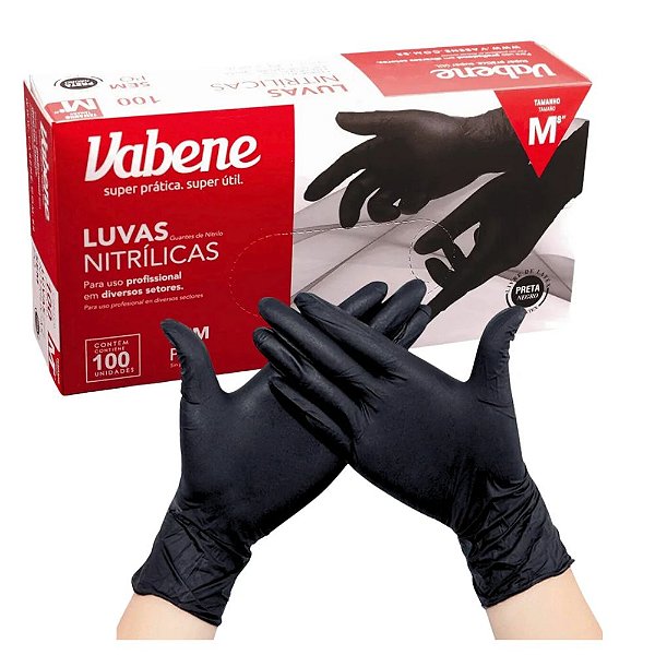 Caixa de Luvas Nitrilicas Descartáveis Vabene 100un Tamanho M