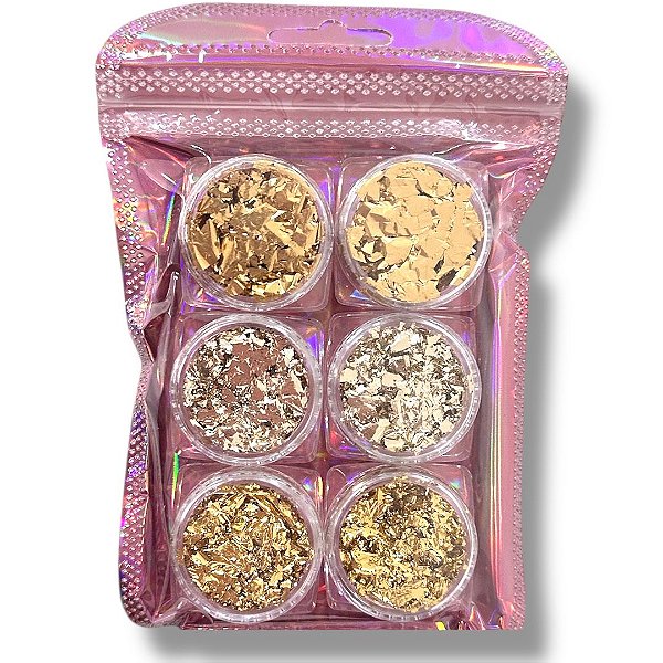 Kit Folha de Ouro Dourada 06 Potes