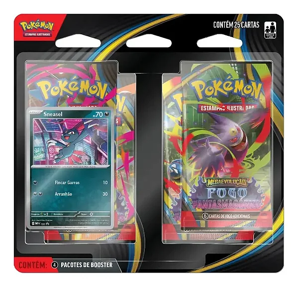 Blister Quadruplo Pokémon Fogo Fantasmagórico Sneasel Português