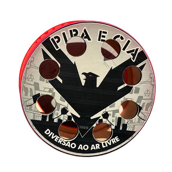 Carretilha Rosa de Madeira 11 Polegadas Rolamento Estampa:Pipa Cia