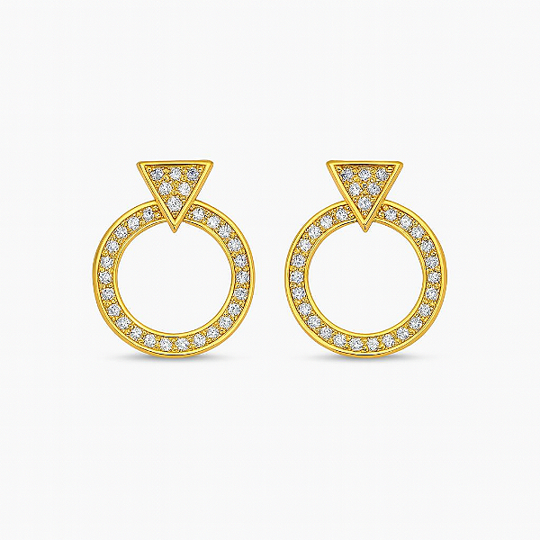 BRINCO CÍRCULO CRAVEJADO COM TRIÂNGULO