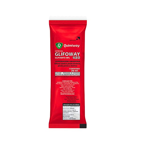 Glifosato Glifoway 480 Sache 20ml Quimiway - Limpa o mato do seu quintal