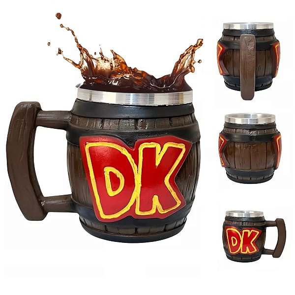 Caneca 3D Barril DK Donkey Kong Geek Colecionável Nintendo