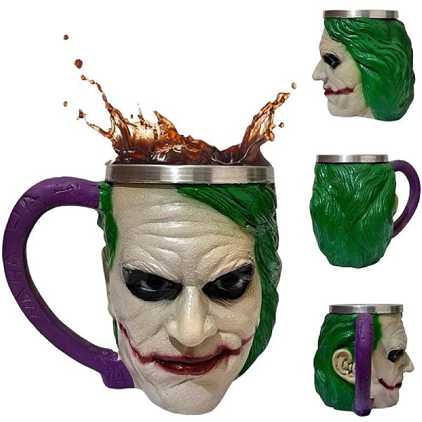 Caneca Copo 3D Coringa Joker Batman DC Comics Colecionável