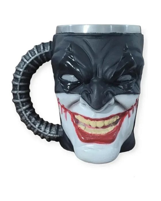 Caneca Copo 3D Batman Que Ri Batman Coringa Resina Geek Gamer Colecionável