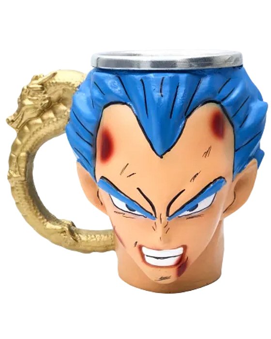 Caneca Copo 3D Vegeta Super Sayajin Deus Resina Gamer Colecionável