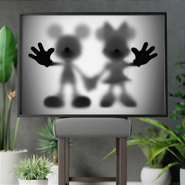 Quadro Mickey e Minnie Desaparecimento Raio X Biombo Disney A3