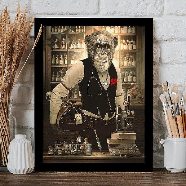 Quadro Doutor Macaco Vintage A3