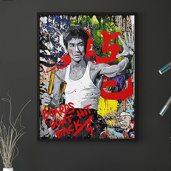 Quadro Bruce Lee Popeye Mickey Mouse Hulk Madonna Personagens Graffiti A3