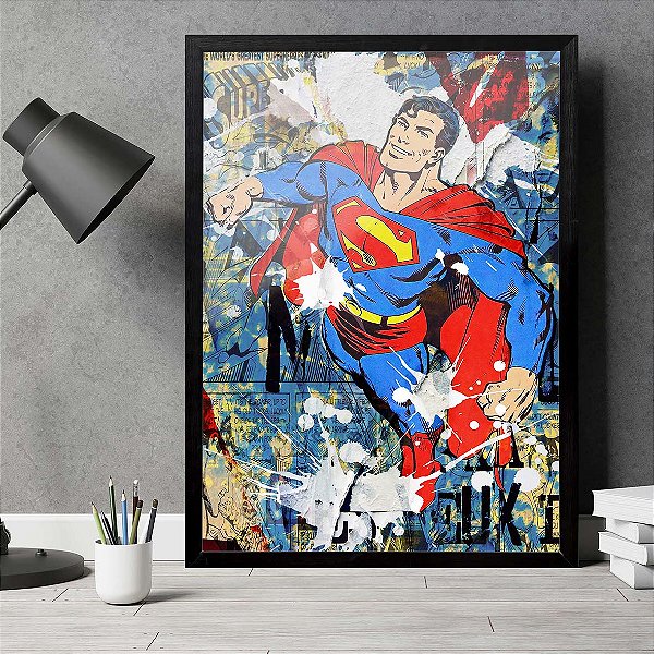 Quadro Super Homem Graffiti Pintura Quadrinhos Superman A3