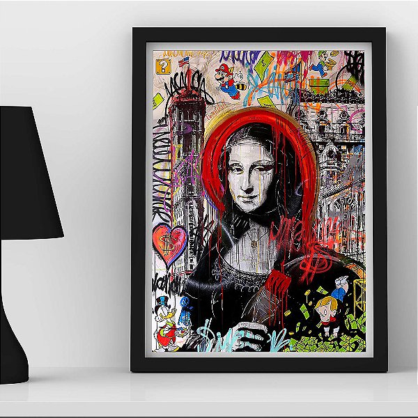 Quadro Mona Lisa Mario Bros Luigi Tio Patinhas Grafitti Pop Art A3
