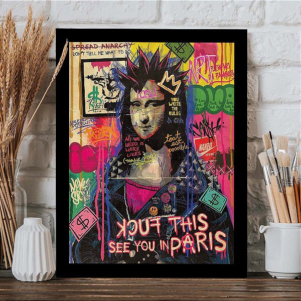 Quadro Mona Lisa Foda-se Grafitti Pop Art A3