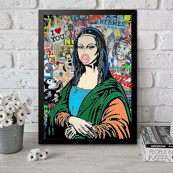 Quadro Mona Lisa I Love You Grafitti Pop Art A3