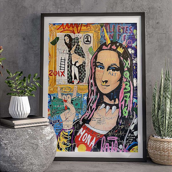 Quadro Mona Lisa Money Rock And Roll Grafitti Pop Art A3