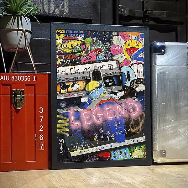 Quadro Ayrton Senna Legend Champion Grafitti Pop Art A3