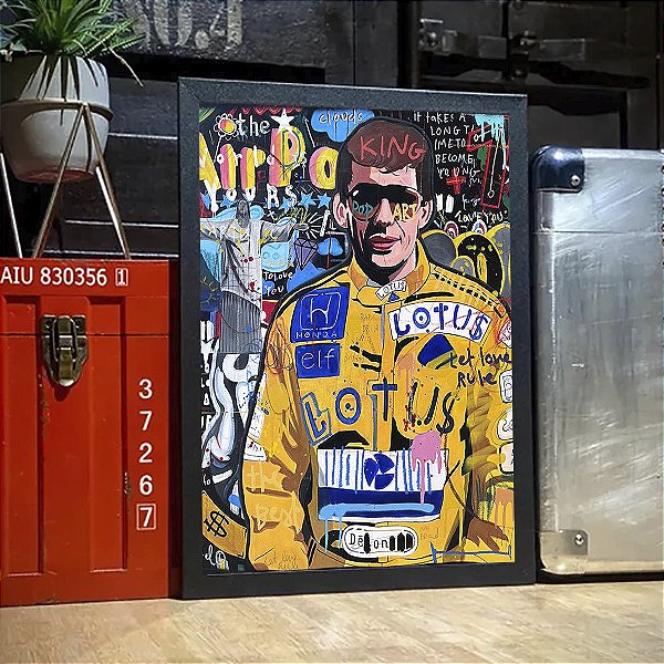 Quadro Ayrton Senna Legend Champion Lotus Grafitti Pop Art A3