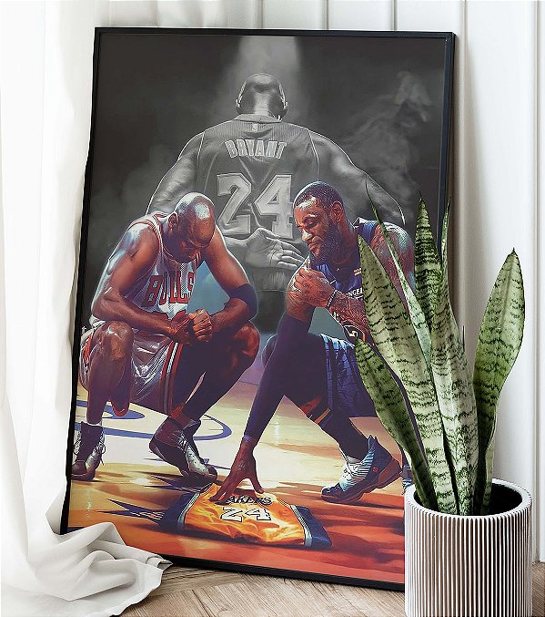 Quadro Michael Jordan Lebron James Homenagem Kobe Bryant A3