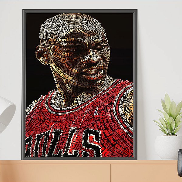 Quadro Michael Jordan Tipografia Arte Colagem A3
