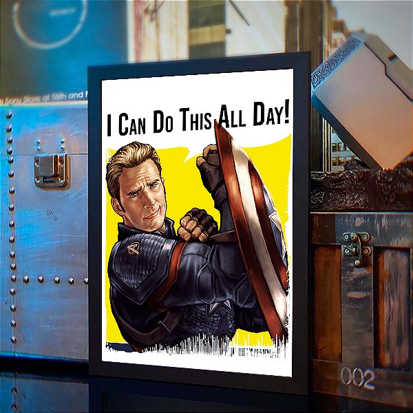 Quadro Capitão América Chris Evans I Can Do This All Day Os Vingadores A3