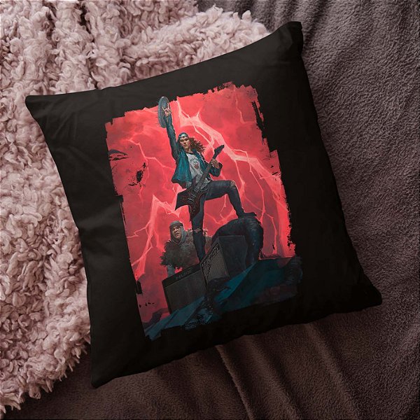 Almofada Eddie Munson Rockin The Upside Down Stranger Things Hellfire Club Rock And Roll 45x45