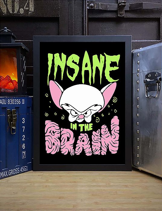 Quadro Pinky e o Cérebro Insane In The Brain Louco da Cabeça A3