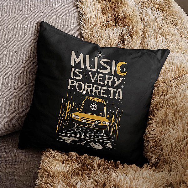 Almofada Music Is Very Porreta Brasilia Amarela Mamonas Assassinas 45x45