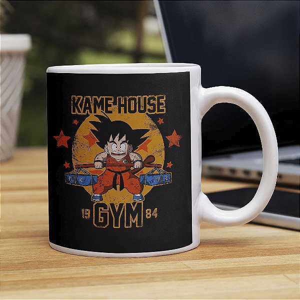 Caneca Kame House Goku Dragon Ball Z Academia GYM Anime Branca