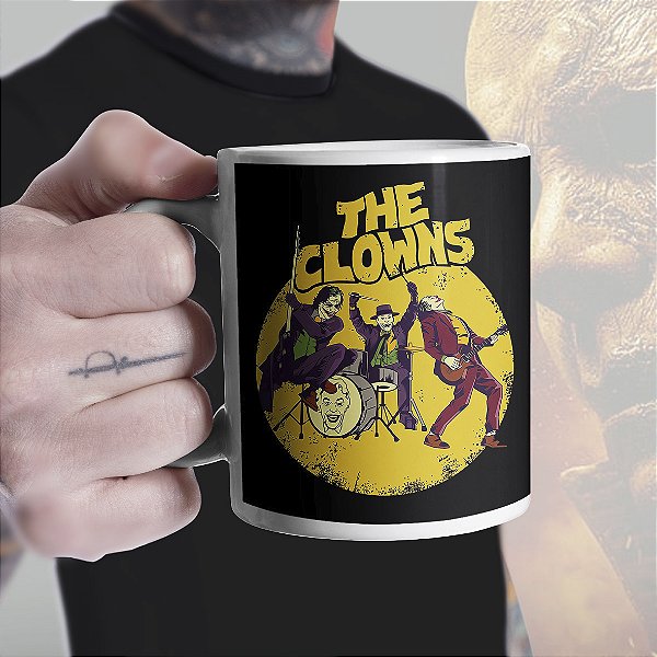 Caneca The Clowns Band Banda Dos Palhaços Joker Coringa DC Comics Branca
