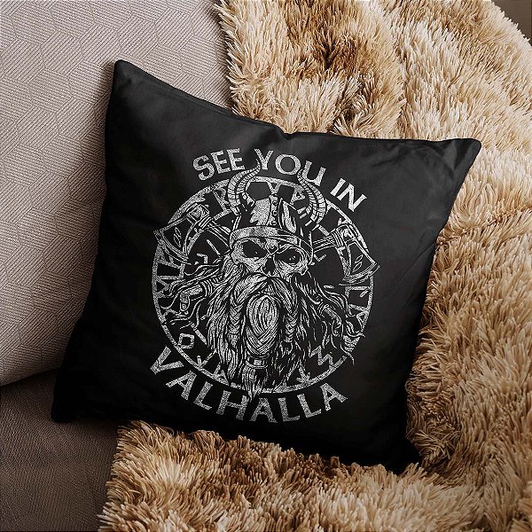 Almofada Vikings Vejo Você em Valhalla See You In Valhalla Ragnar Lothbrok 45x45
