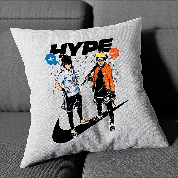 Almofada Naruto e Sasuke Nike x Adidas Hype Beast 45x45