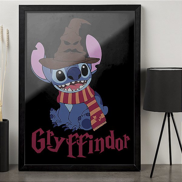 Quadro Stitch Bruxo Harry Potter Grifinória Gryffindor A3
