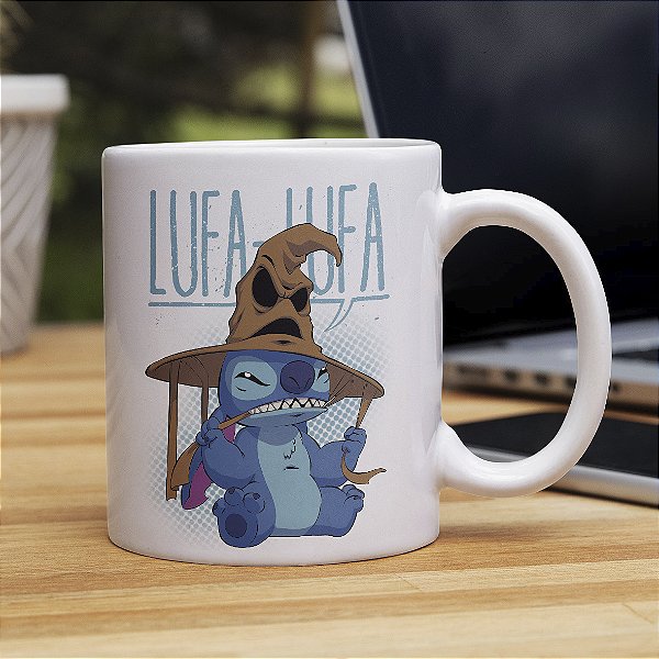 Caneca Stitch Chapéu Seletor Lufa Lufa Harry Potter Branca