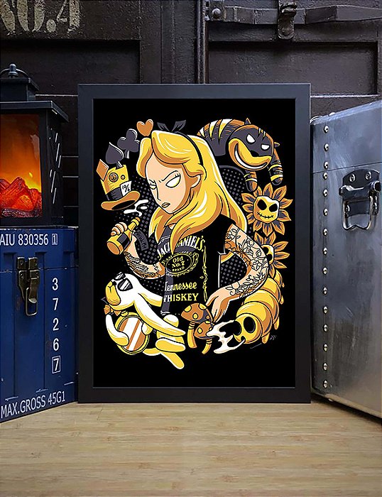 Quadro Alice No País Das Maravilhas Jack Daniels Alice In Wonderland Tattoo Drink A3