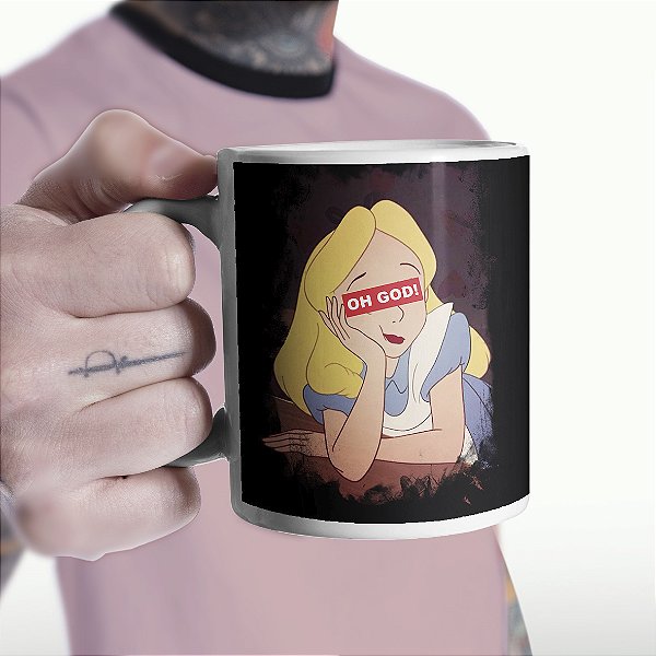 Caneca Alice In Wonderland Oh God Alice No País Das Maravilhas Branca